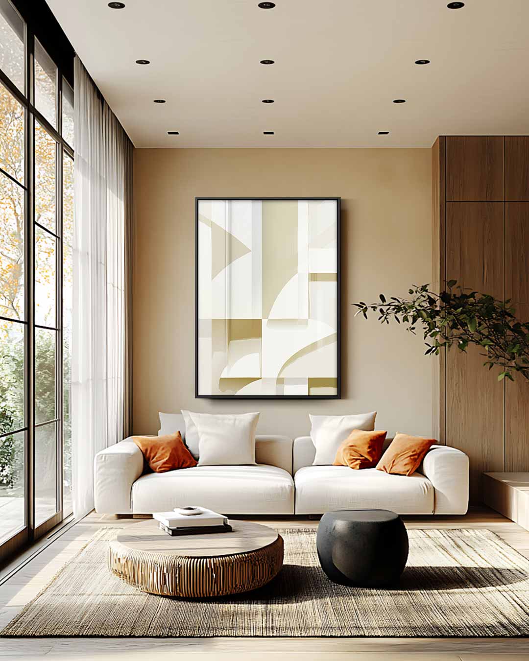 Abstracte Geometrische Compositie – staande wandkunst voor woonkamer of interieur