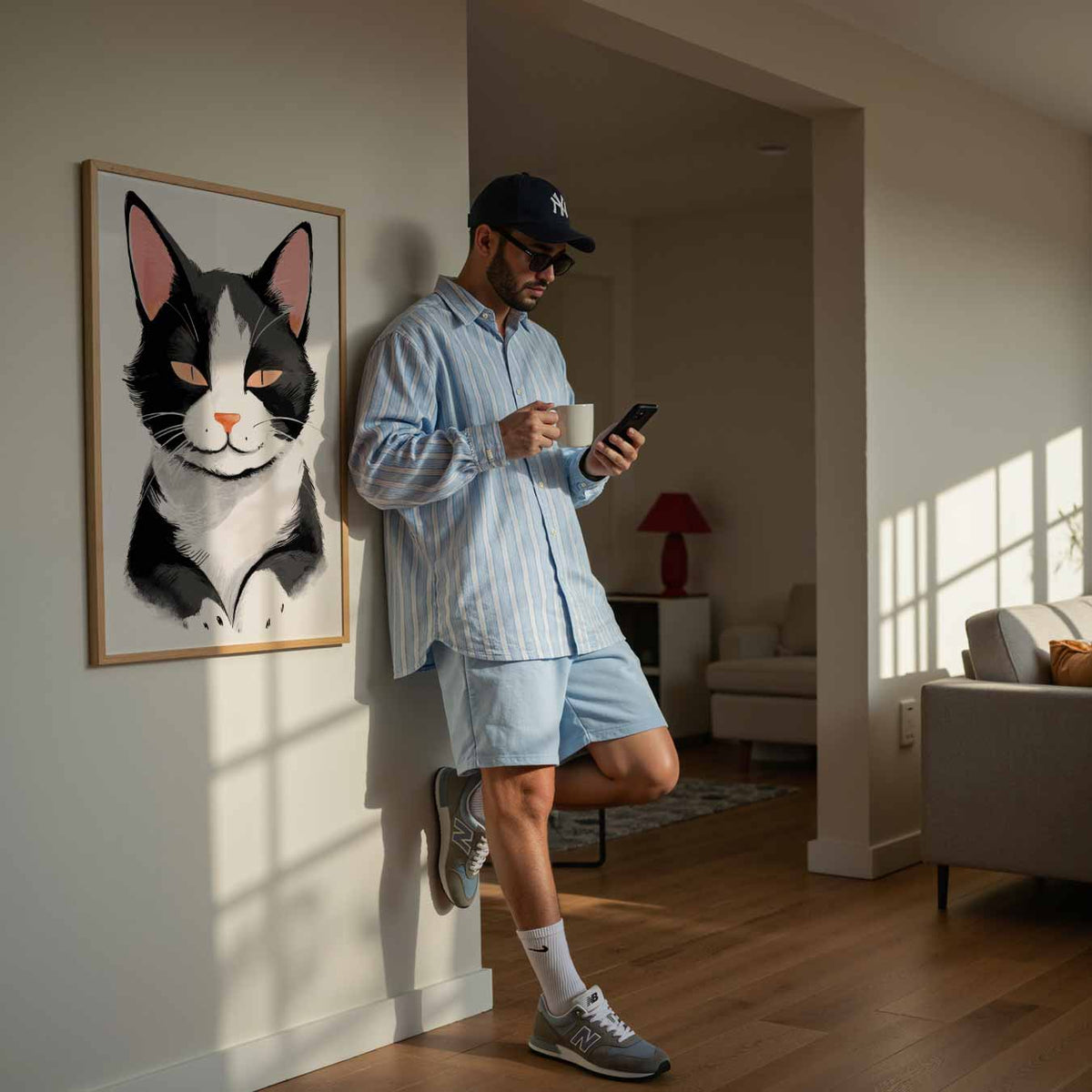 Schattige Kattenkunst – dierenillustratie als portret poster