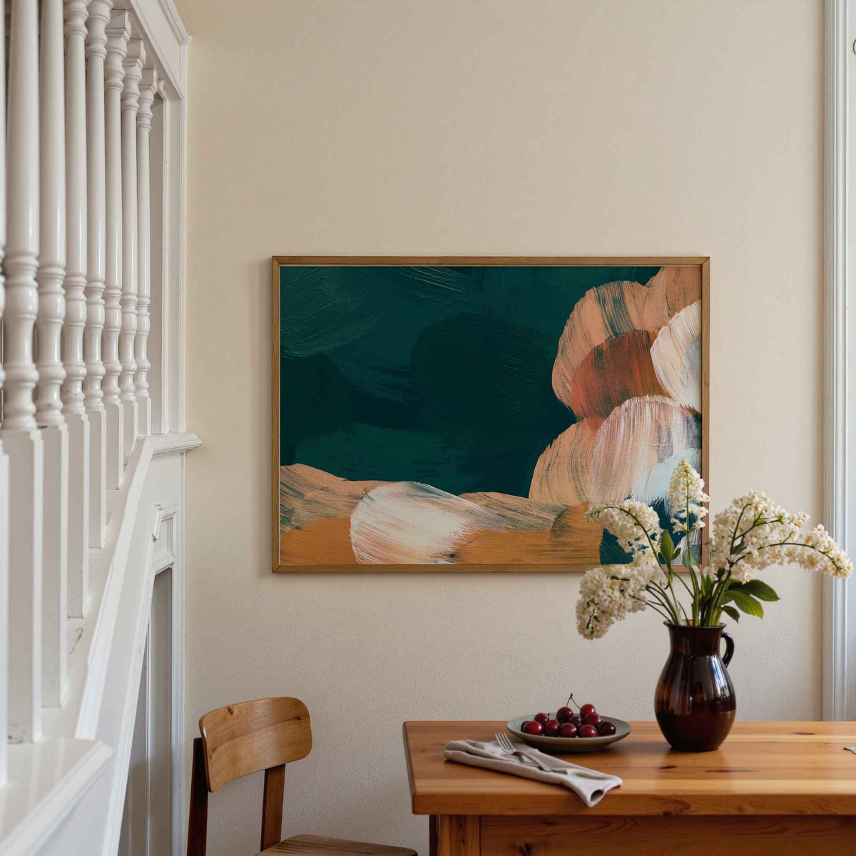 Abstracte penseelstreken – artistieke poster in liggend formaat