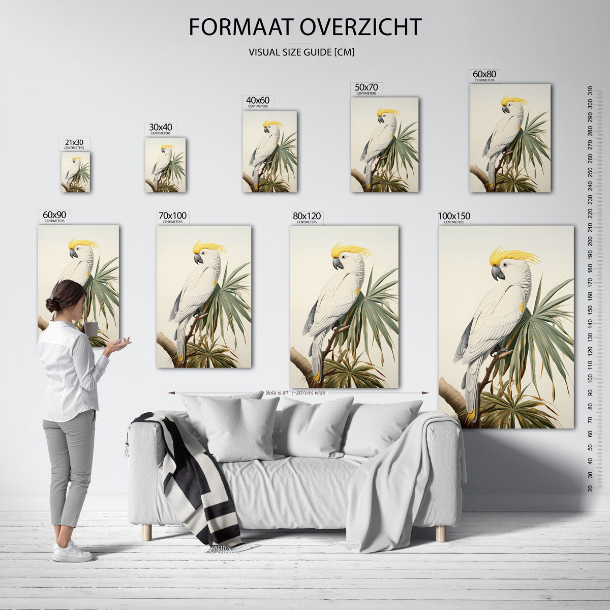 Witte kaketoe – staande muurposter met jungle thema