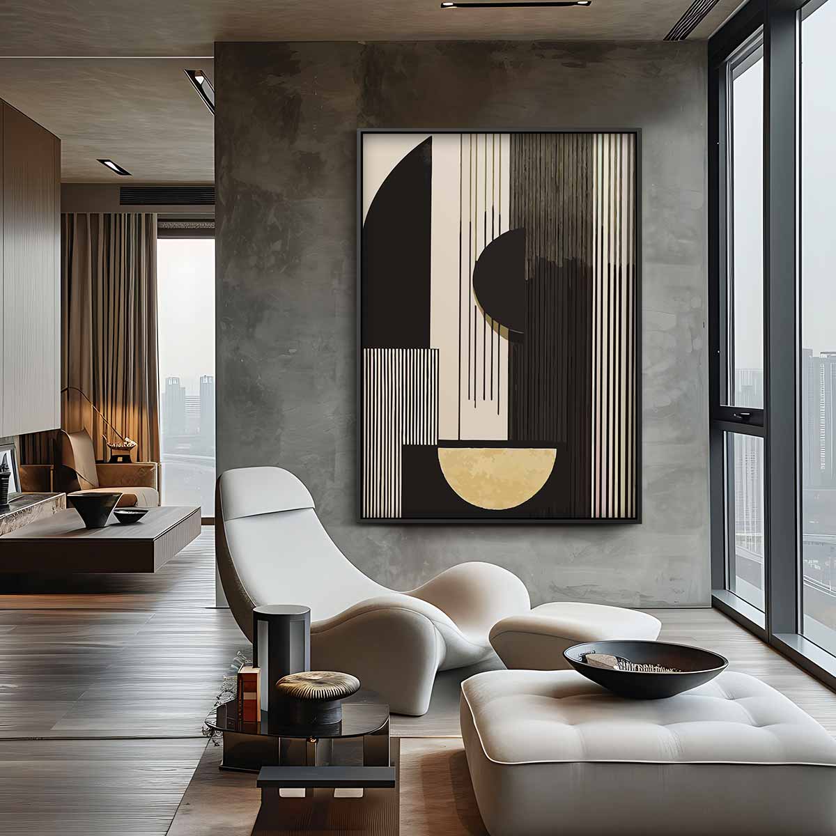 Modern Geometrisch Kunstwerk – canvas wanddecoratie in portret formaat