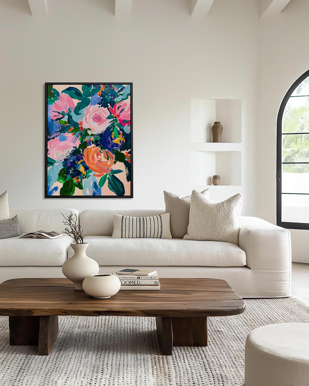 Kleurrijke bloemenpracht – moderne staande wandkunst