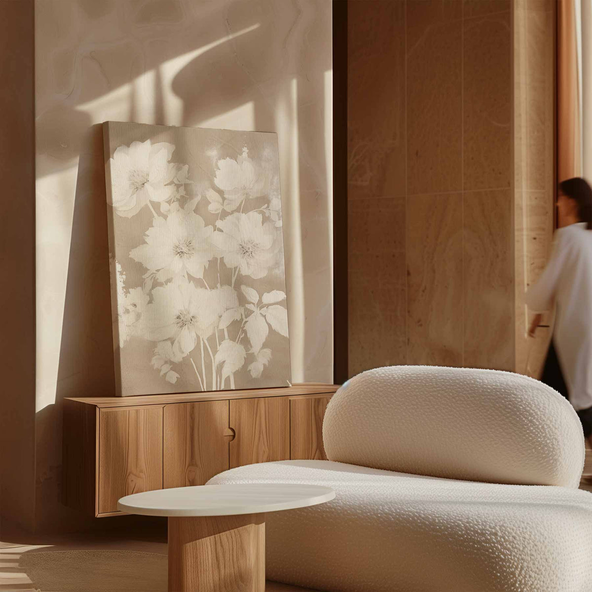 Zacht Bloemenveld – staande wandkunst voor woonkamer of interieur