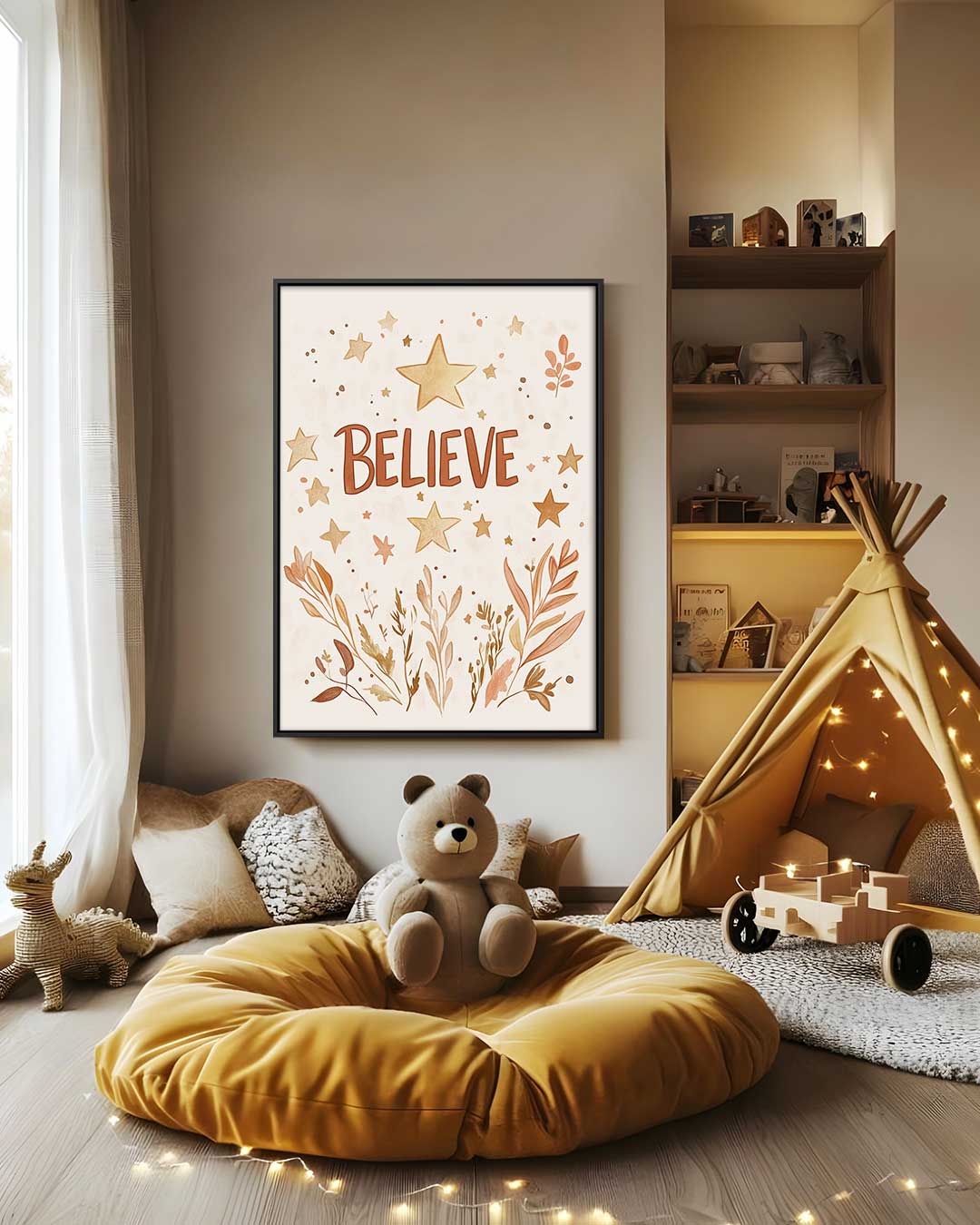 Inspirerende Sterren en Planten Poster – staand kunstwerk voor modern interieur