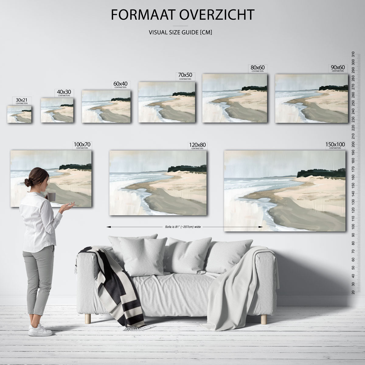 Strand en zee – landscape muurposter met eigentijdse illustratie