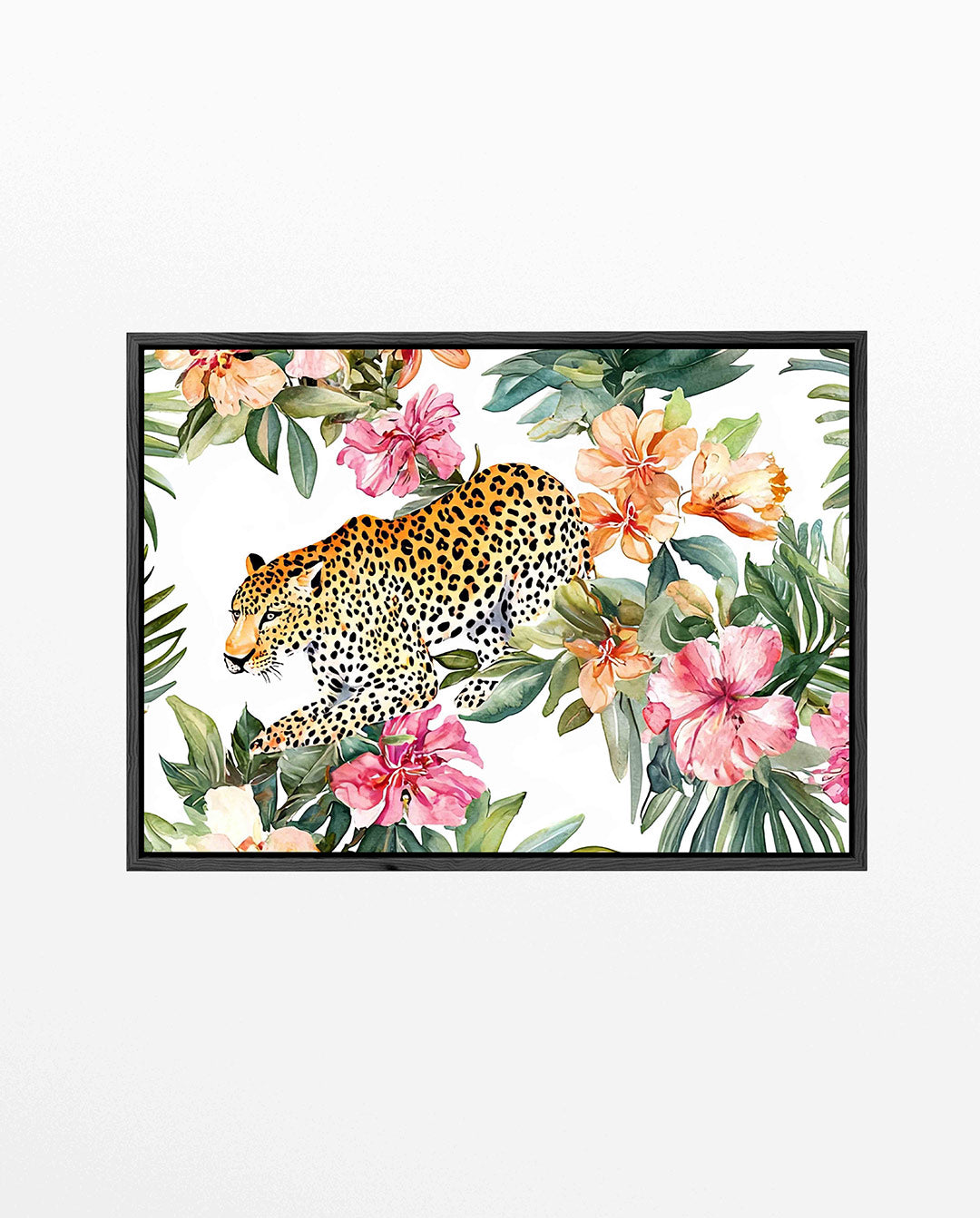 Luipaard en bloemen – liggend dieren kunstwerk
