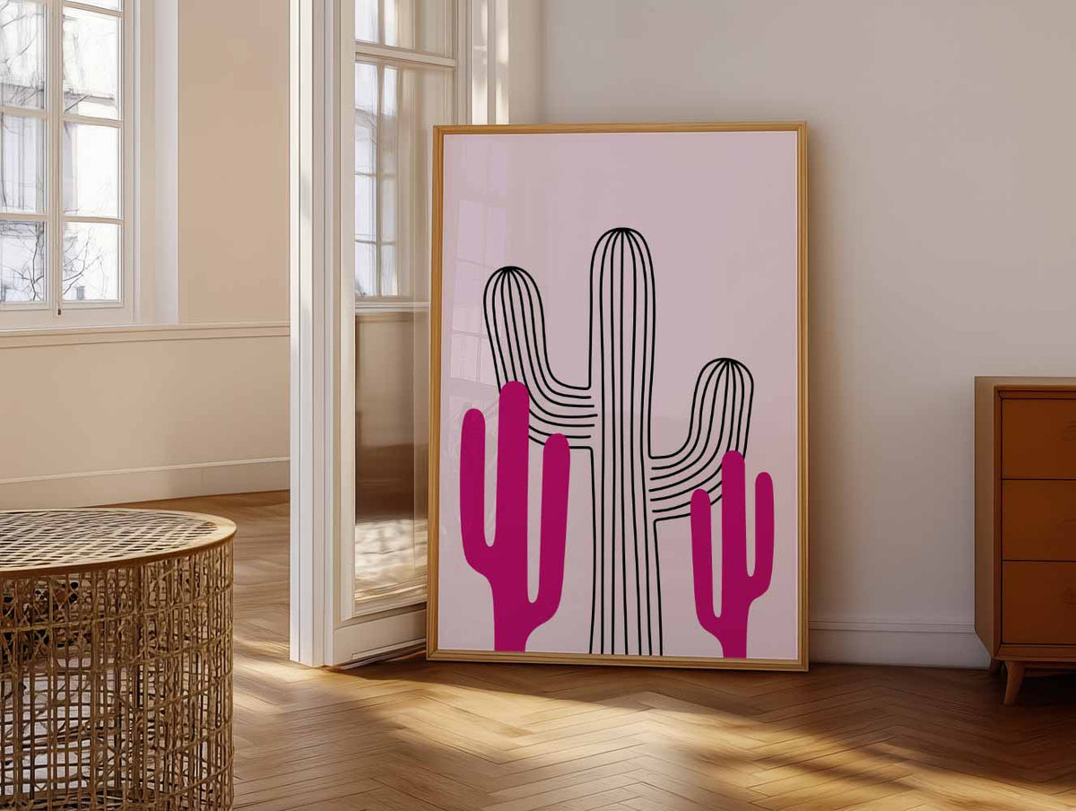 Felgekleurde Cactus Illustratie – vrolijke paasillustratie als portret poster