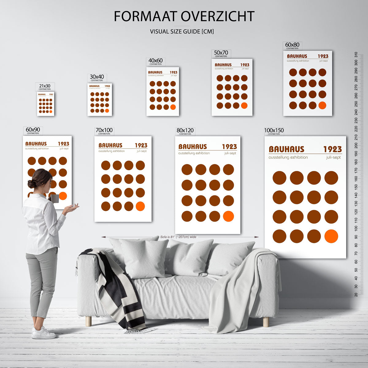Cirkelpatroon en tekst – Bauhaus poster als moderne geometrische wanddecoratie