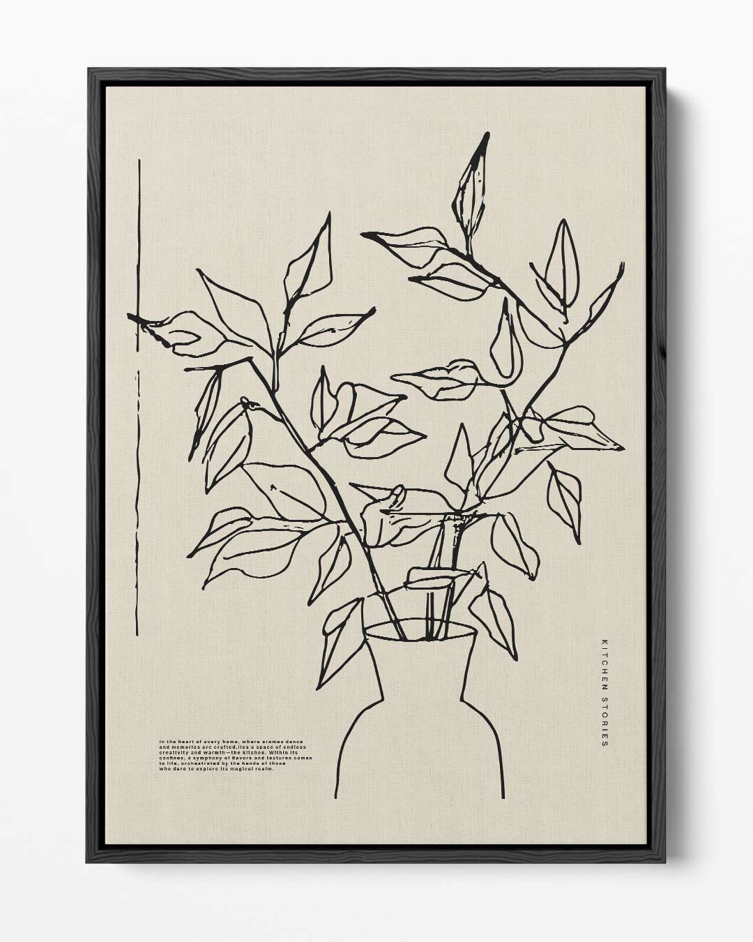 Minimalistische Plantenschets in Vaas – portret kunstwerk als wanddecoratie