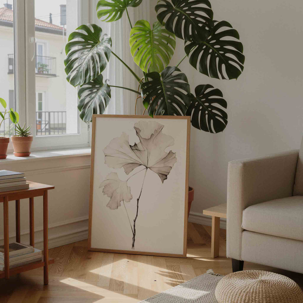 Ginkgo bladeren – moderne wandkunst als portret poster