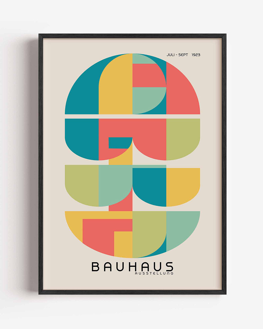 Vormritme en kleur – staande Bauhaus poster als wanddecoratie