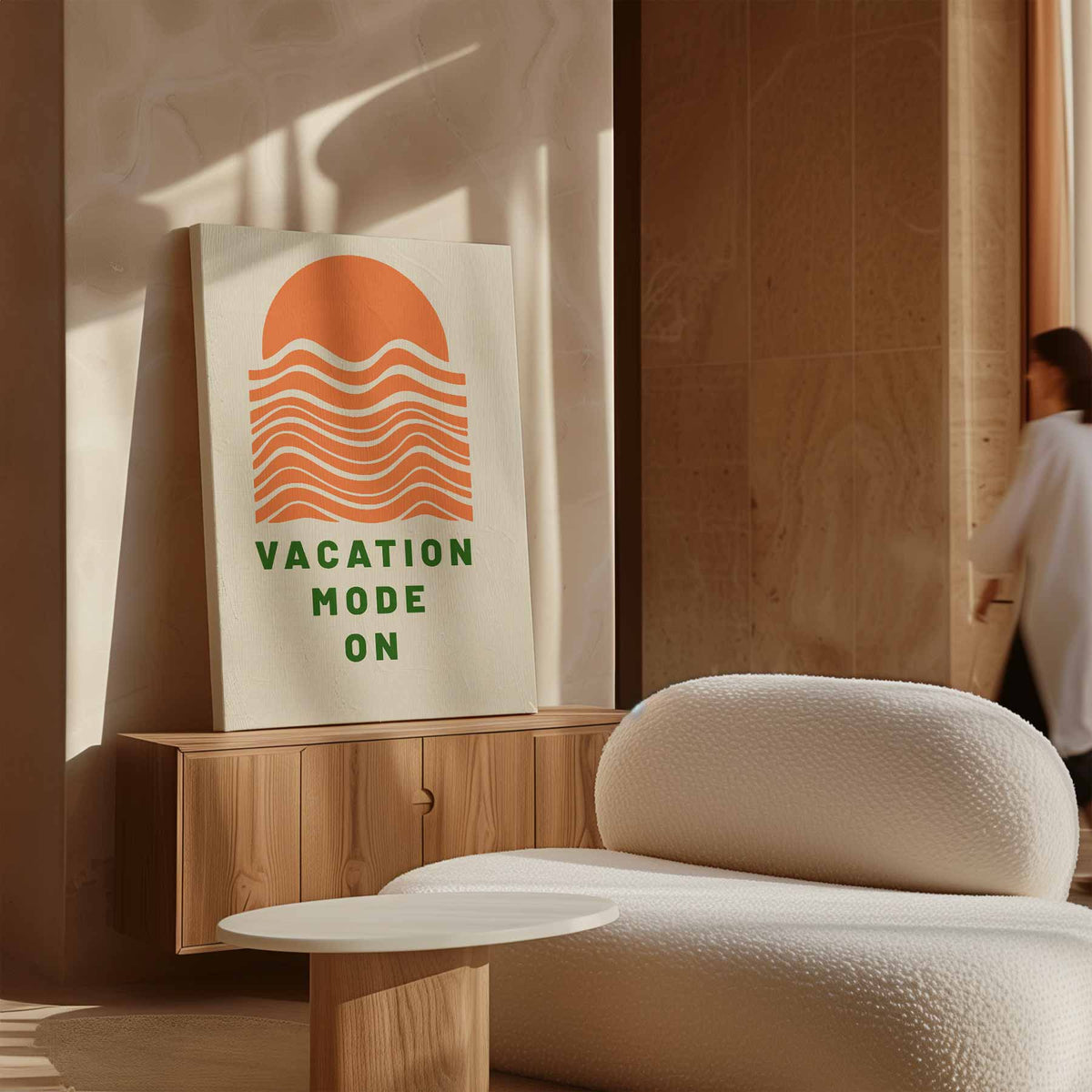 Vakantiemodus Aan – plexiglas wanddecoratie in portret formaat