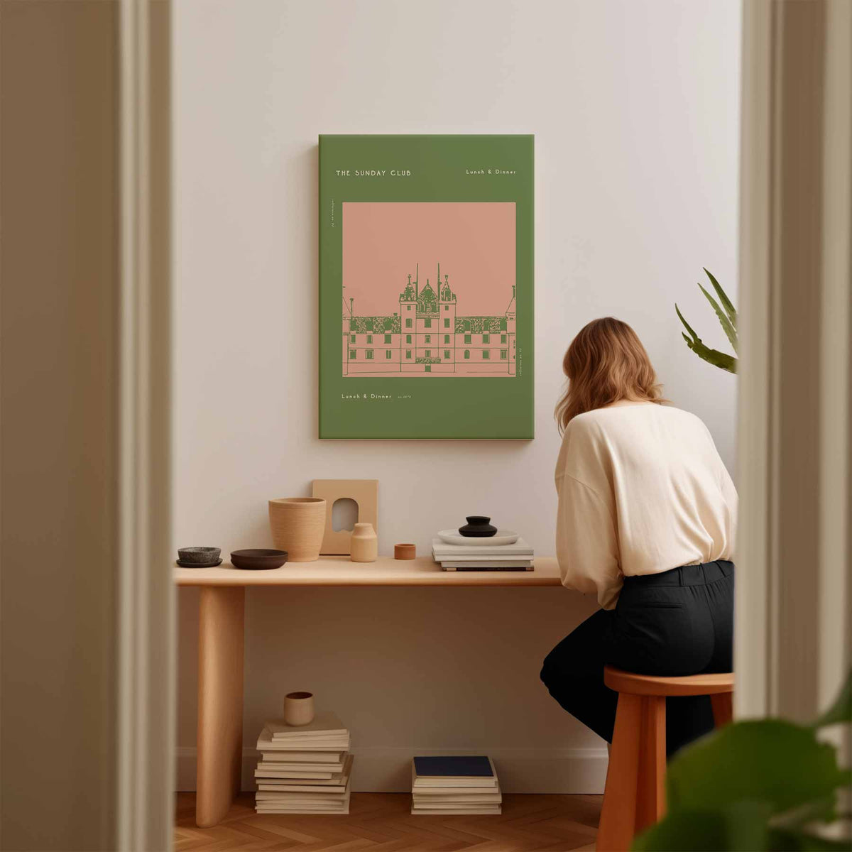 The Sunday Club Menu Illustratie – modern portret kunstwerk van WallArtistic