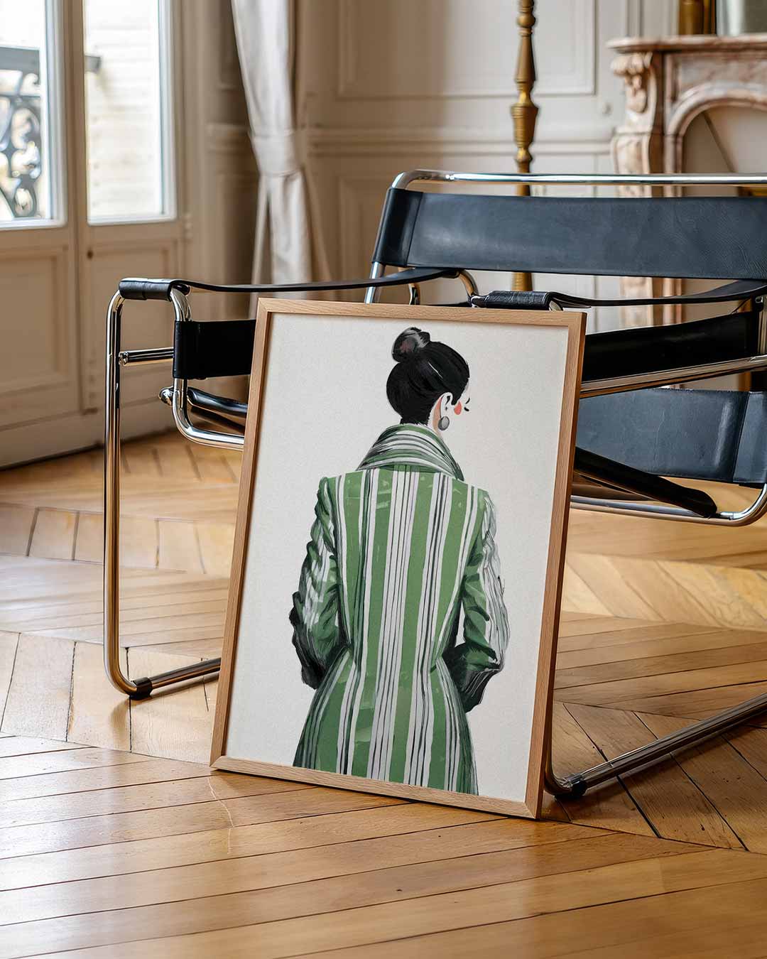 Elegante Gestreepte Modeposter – zomer portret poster, afbeelding 7