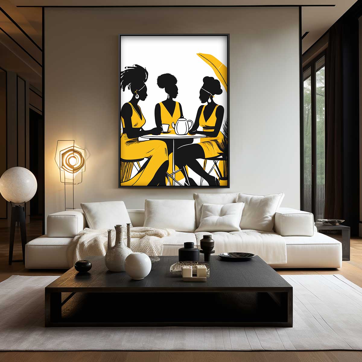 Koffietijd Vrouwen Silhouet – staand kunstwerk voor modern interieur