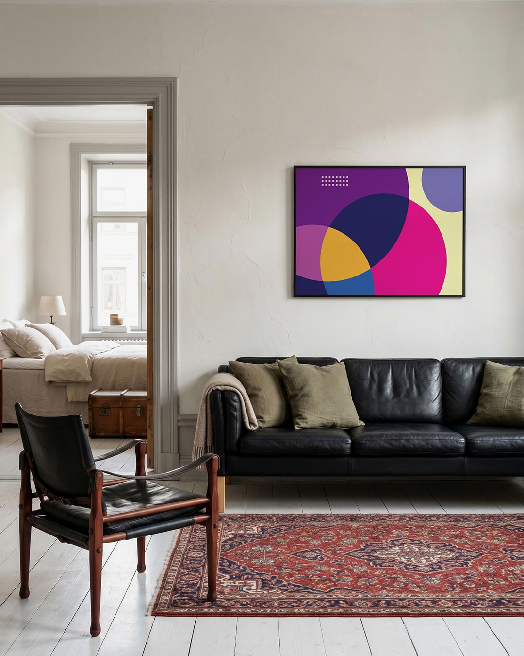 Cirkelvormen en kleur – geometrische Bauhaus poster in liggend formaat