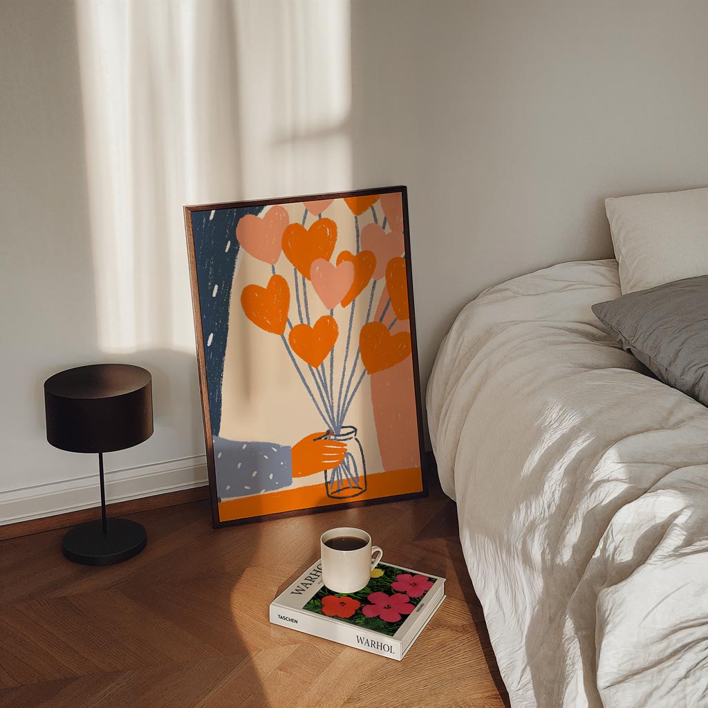 Liefdevolle Hartenbloemen – staande zomer wanddecoratie van WallArtistic