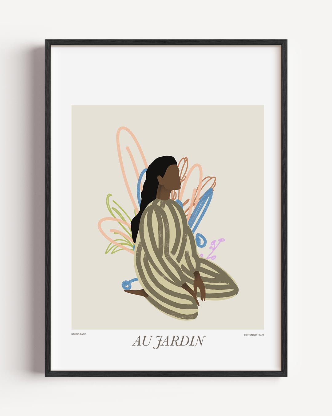 Au Jardin Boho – lijntekening portret poster als wanddecoratie
