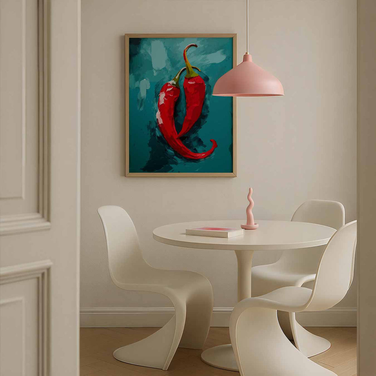Pittige Paprika Kunstposter – culinaire wandkunst als portret poster