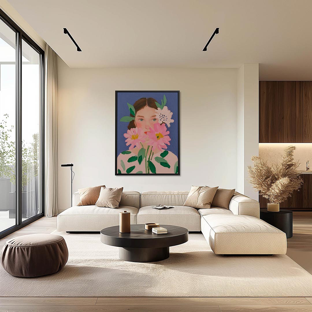 Bloemrijke portret – staand wanddecoratie kunstwerk