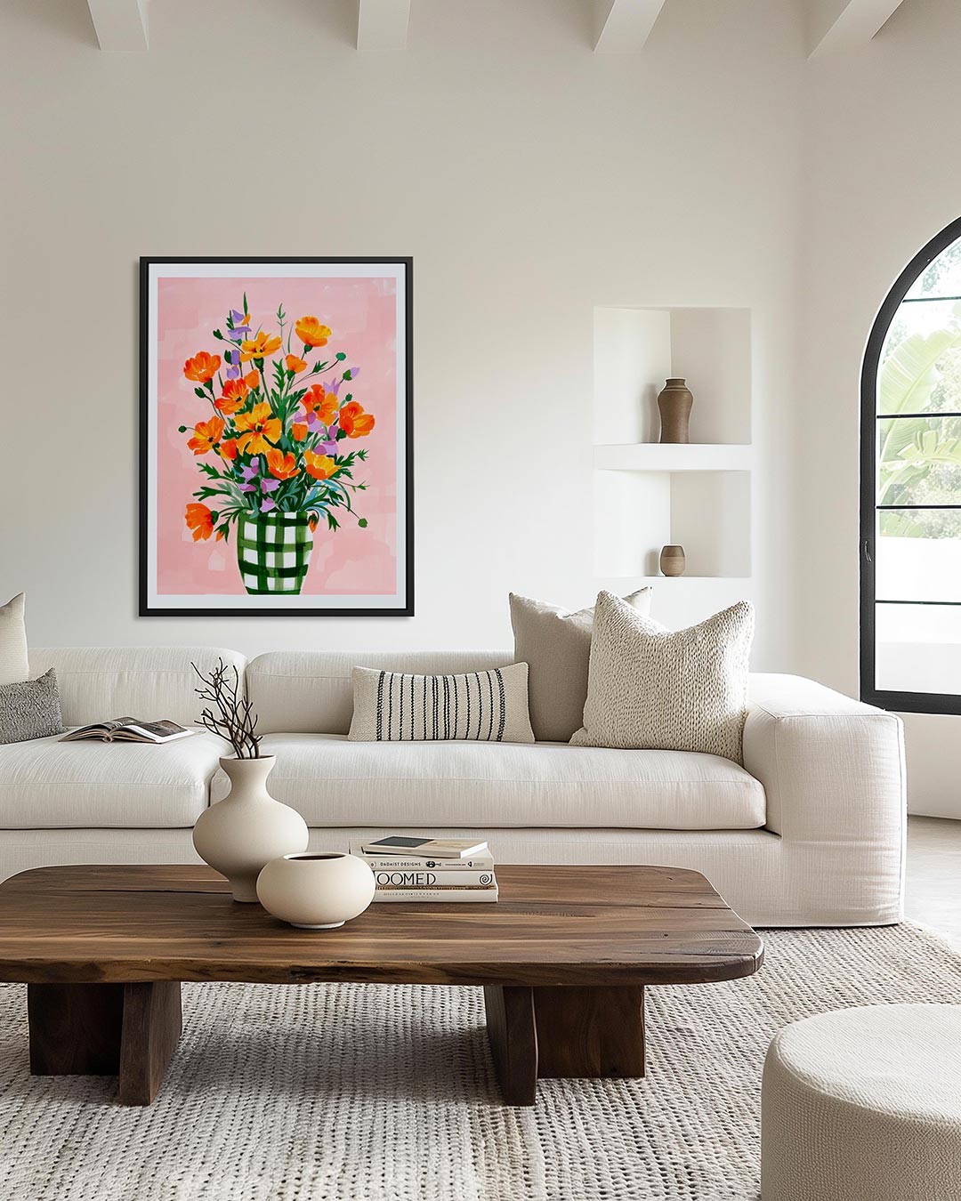 Bloemen in vaas – moderne staande wandkunst