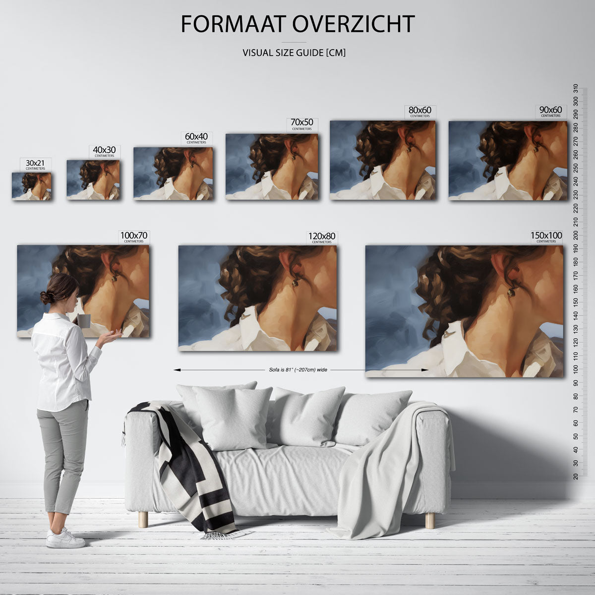 Vrouwelijk profiel – liggende muurposter met vrouwelijk portret