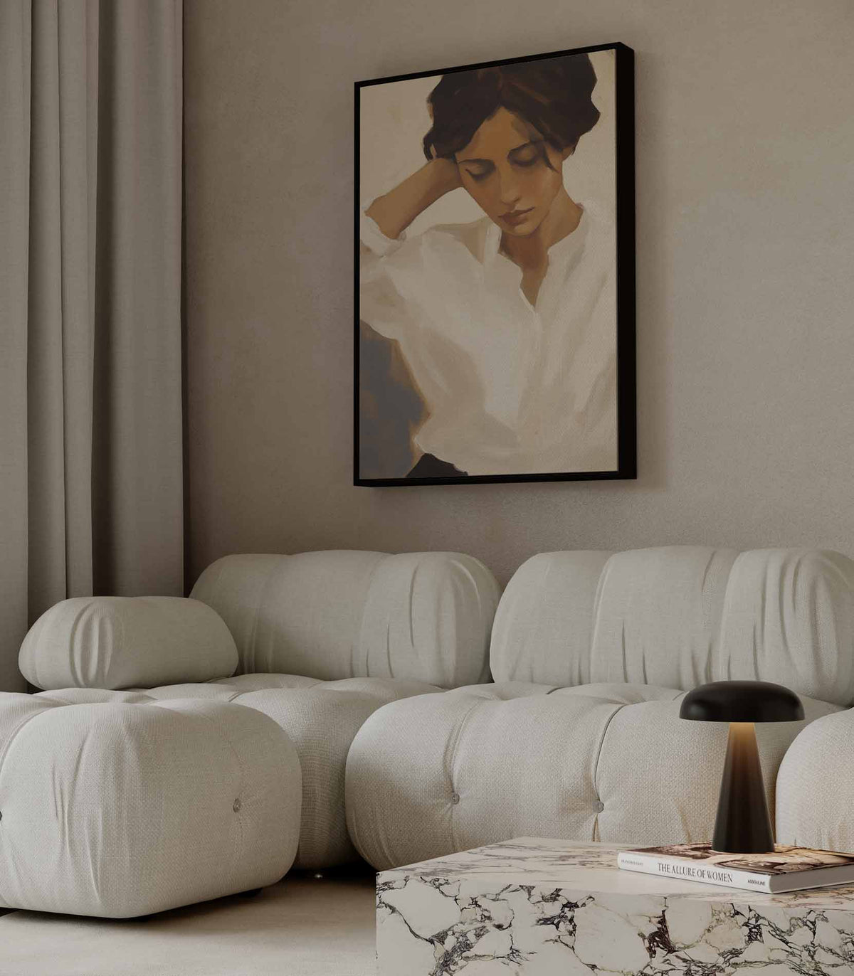 Vredige Overpeinzing – portret wandkunst van WallArtistic
