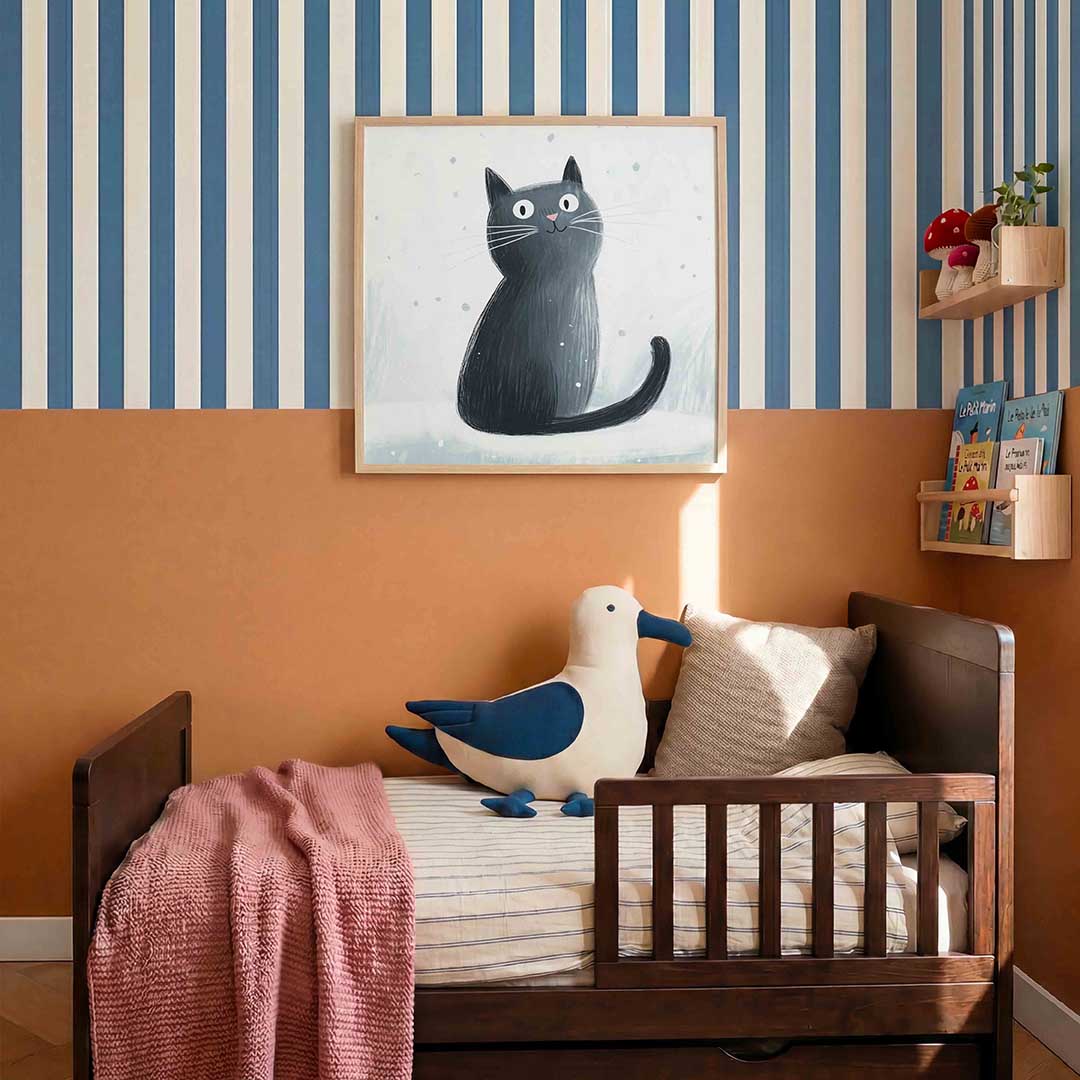 Zwarte kat – kids poster in vierkant formaat