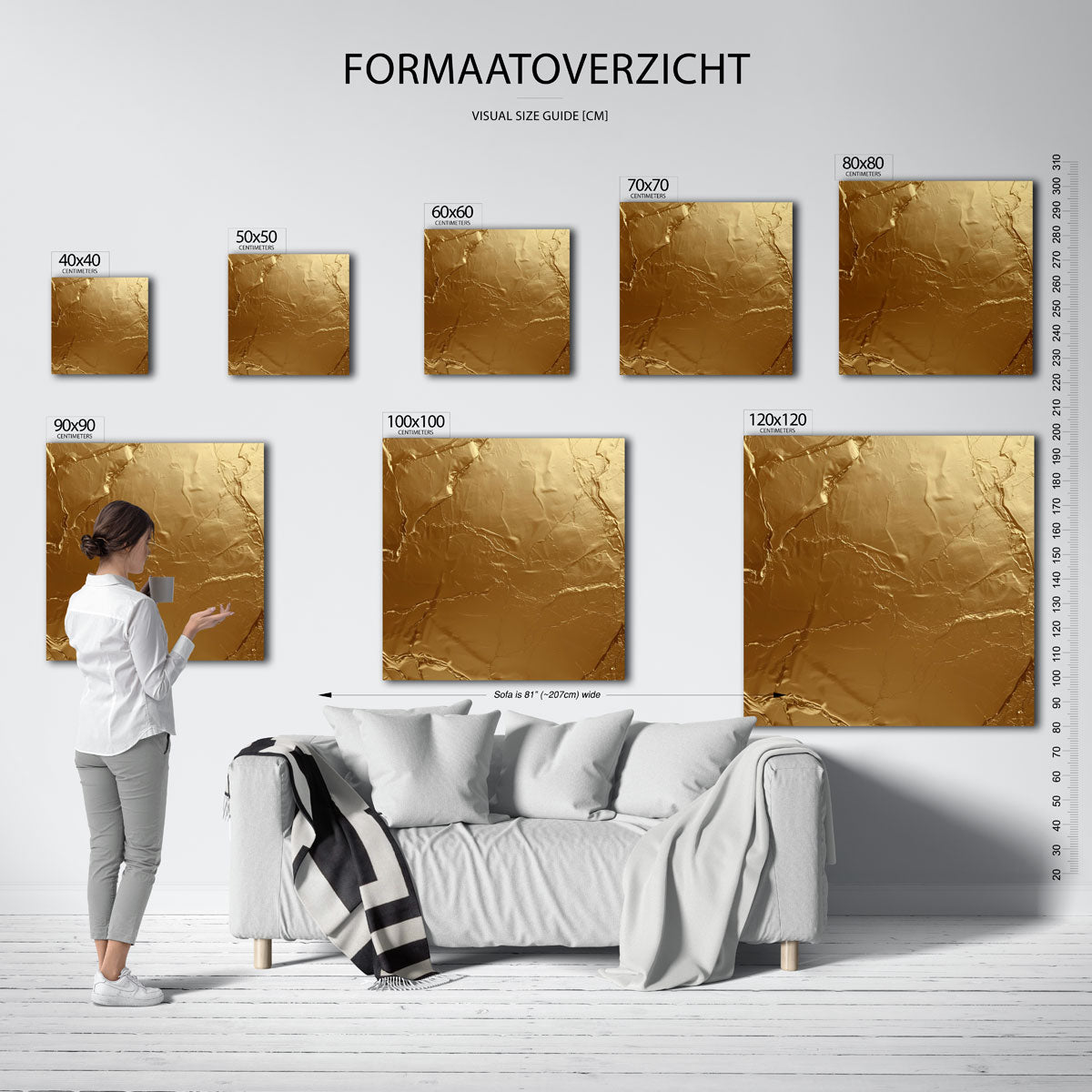 Gouden textuur – vierkante muurposter met abstracte texturen