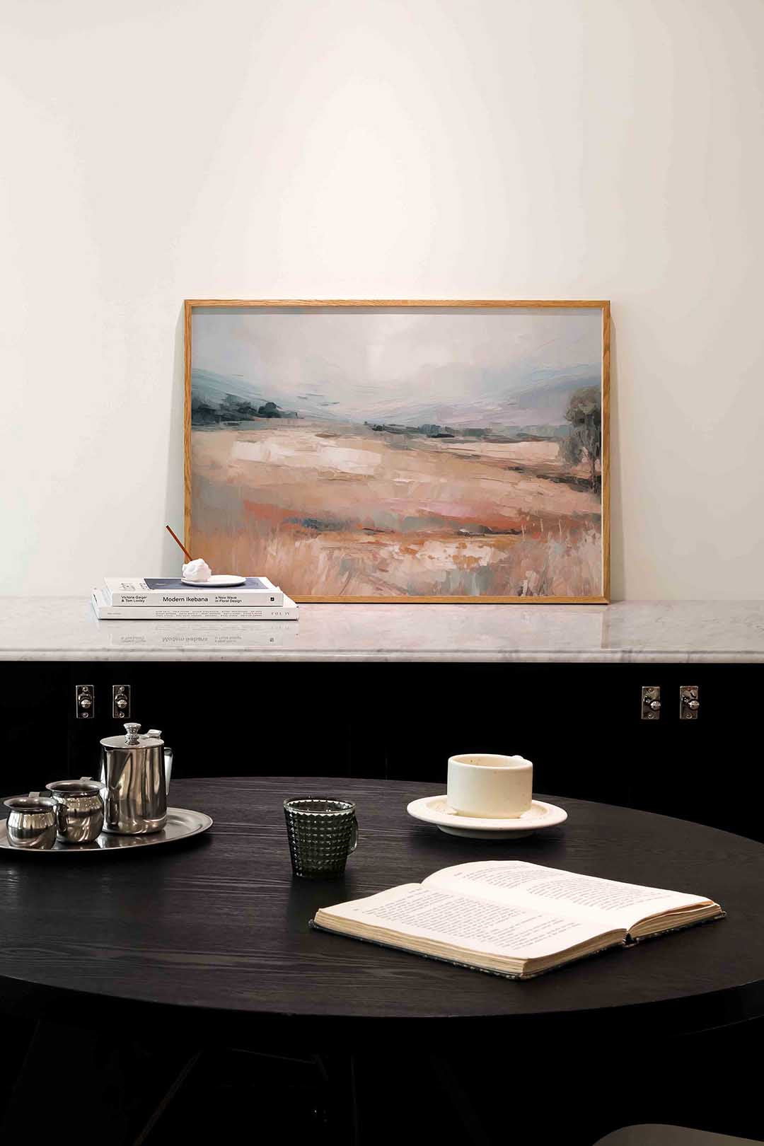 Landschap in zachte tinten – abstracte poster in liggend formaat