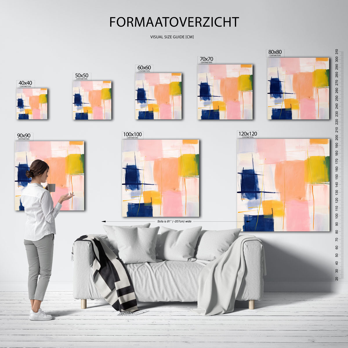 Abstracte vormen – vierkante muurposter met kleurrijke illustratie