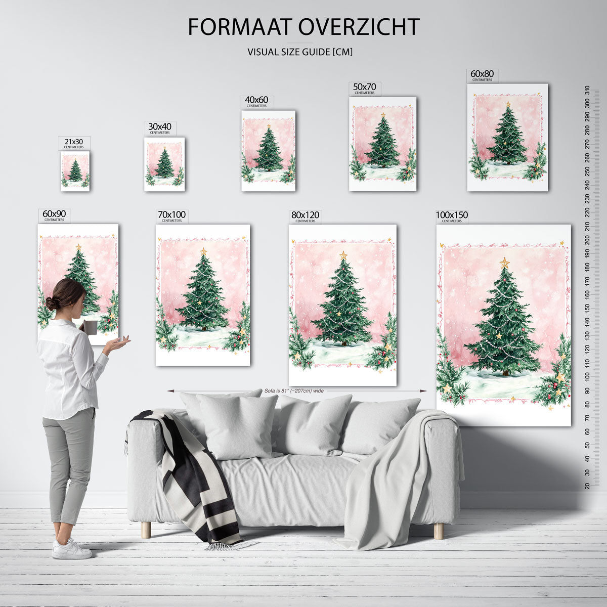 Kerstboom met sterren – staande muurposter voor de kinderkamer