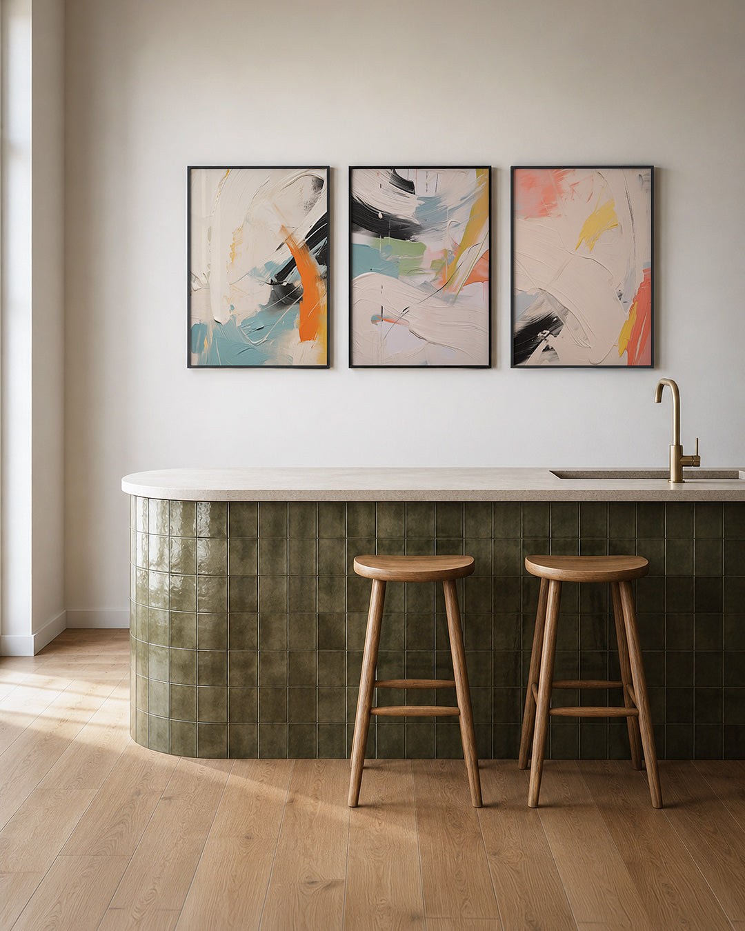 Abstract – een abstracte posterset met donkere tinten en een rustige visuele opbouw – weergave 2