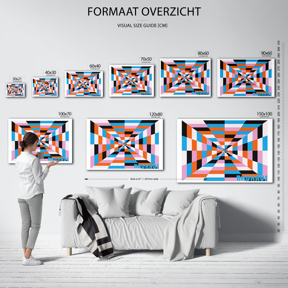Kleurrijke vlakverdeling – geometrische poster in Bauhaus-stijl van WallArtistic