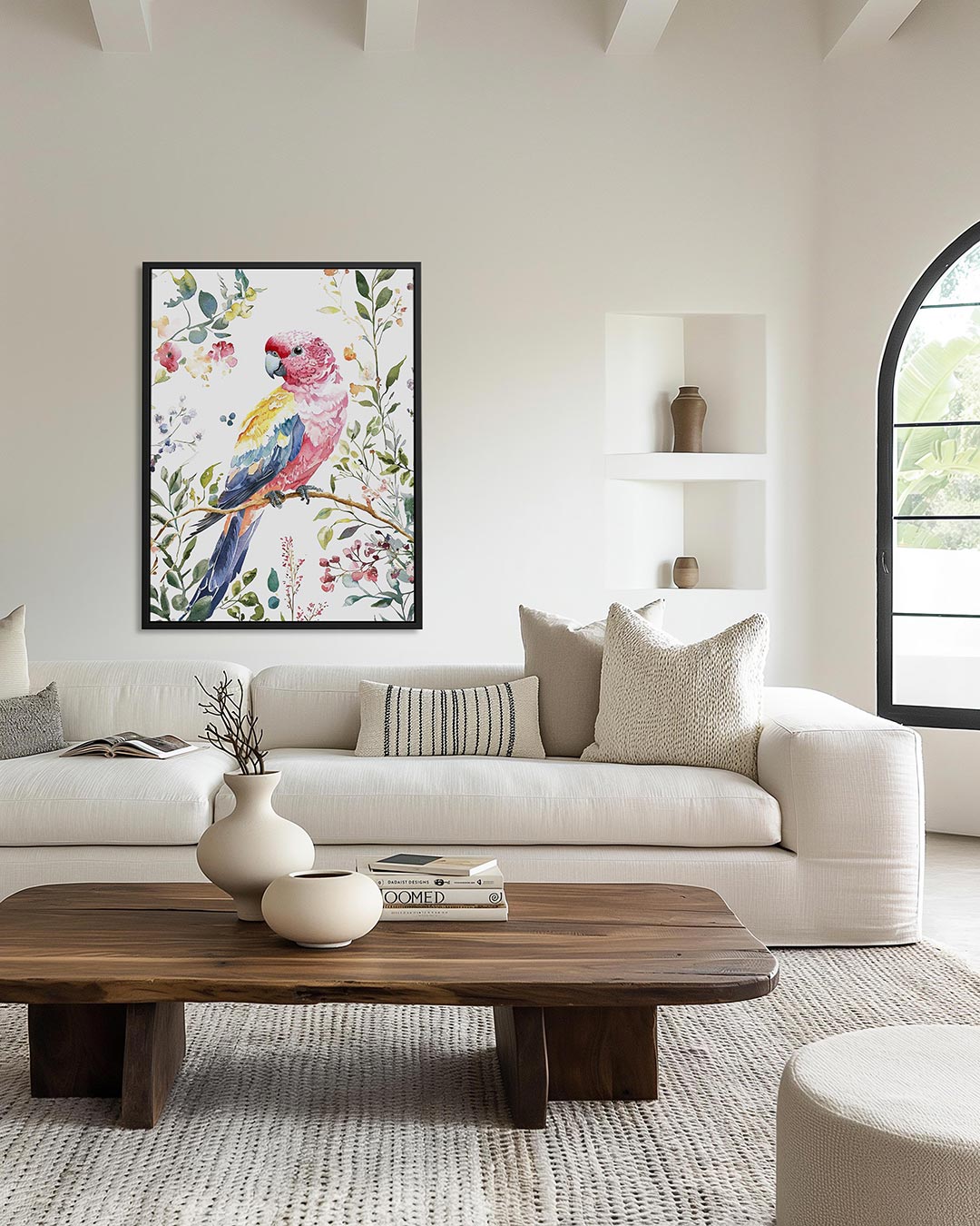 Vrolijke vogel illustratie – staand wanddecoratie kunstwerk