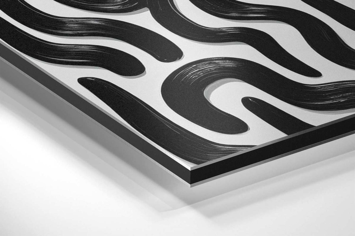 Dynamische Zwarte Stroom – canvas kunstwerk als wanddecoratie