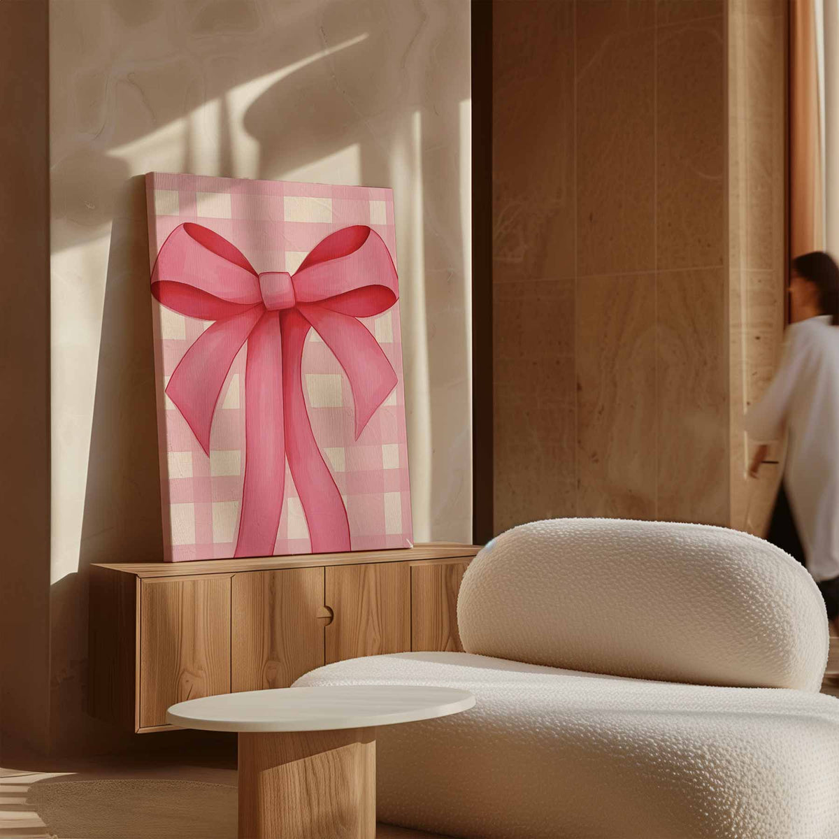 Roze Strik – plexiglas kunstwerk als wanddecoratie