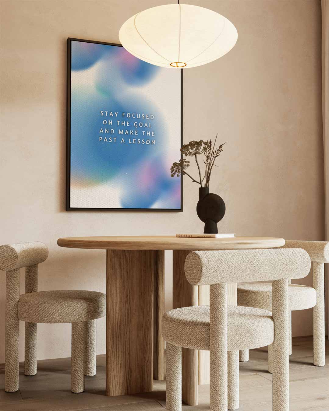 Stay Focused on the Goal – kunstwerk met zwarte baklijst