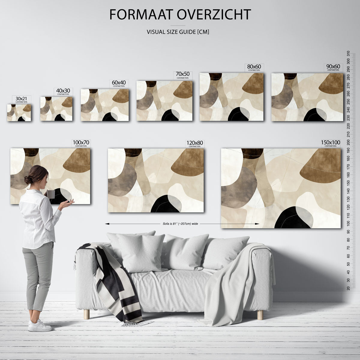Abstracte vormen – liggende muurposter met abstracte vormen