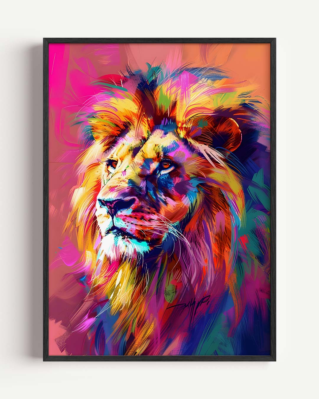Kleurrijke Leeuwenkracht – Popart en Streetart portret poster als wanddecoratie