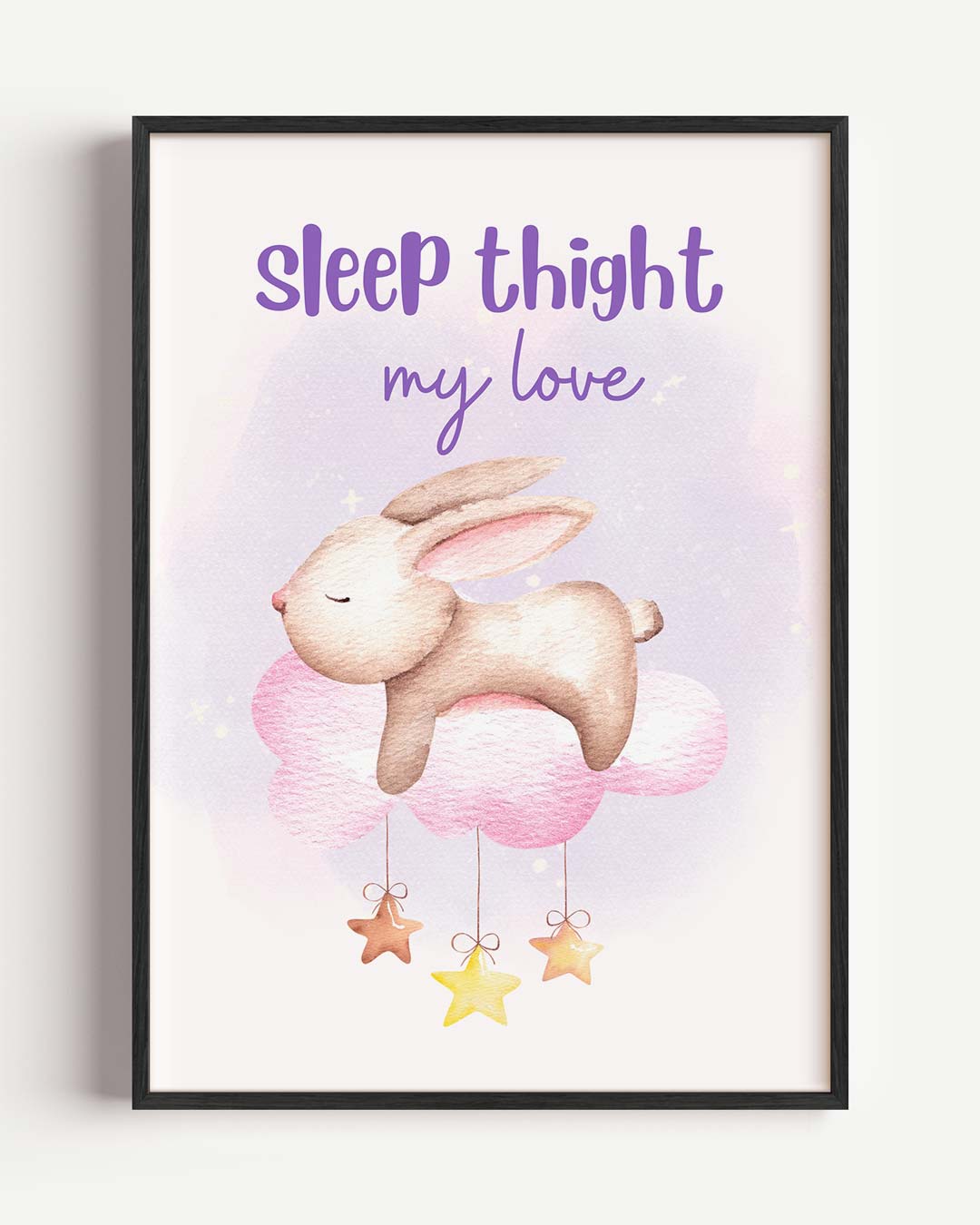 Dromerige Bunny Slaap – kids portret poster als wanddecoratie
