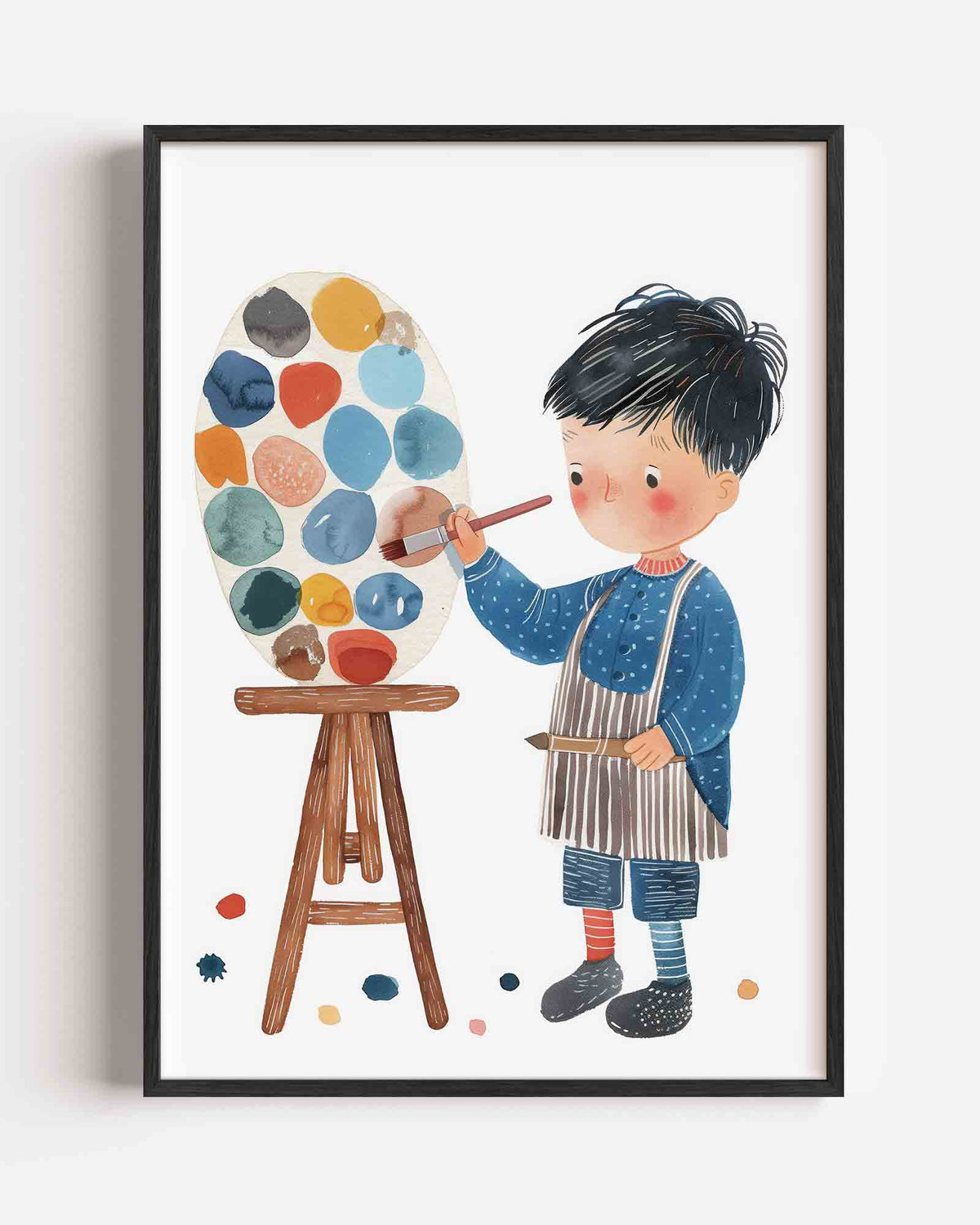 Jongetje met schilderspalet – kids portret poster als wanddecoratie