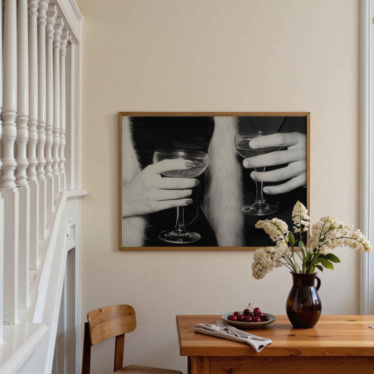 Handen met glazen – moderne poster in liggend formaat