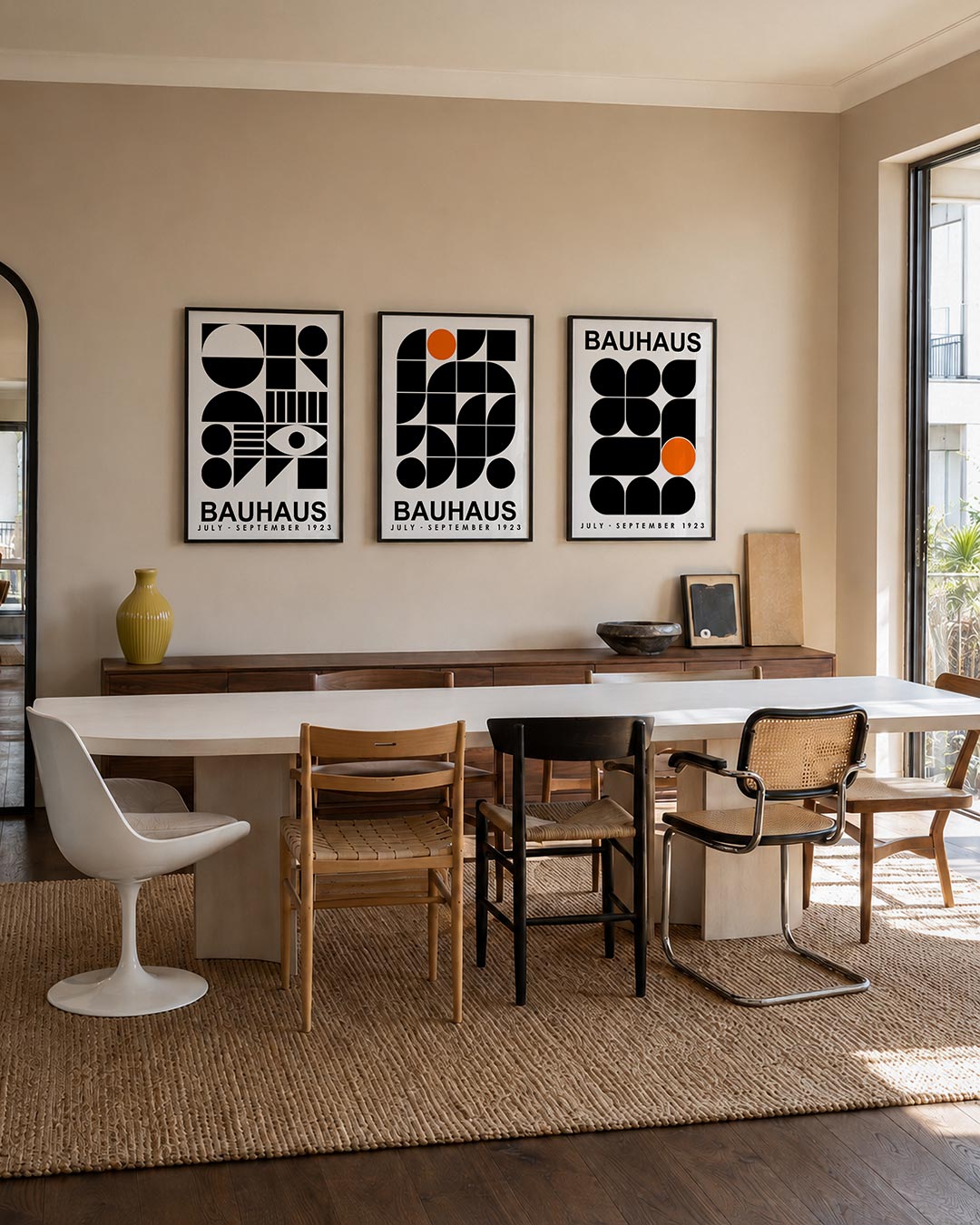 Vormen en vlakken posterset – tweede productweergave – deze posterset in drie delen toont een spel van zwarte geometrische