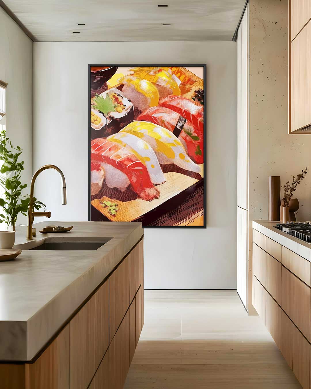 Kleurrijke Sushi Illustratie – staand kunstwerk voor modern interieur