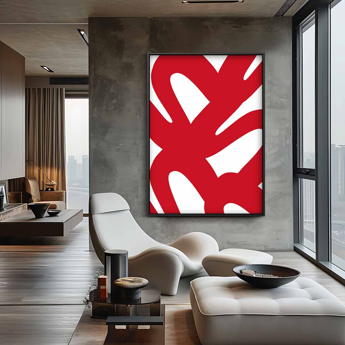 Rode Moderne Wandkunst – canvas wanddecoratie in portret formaat