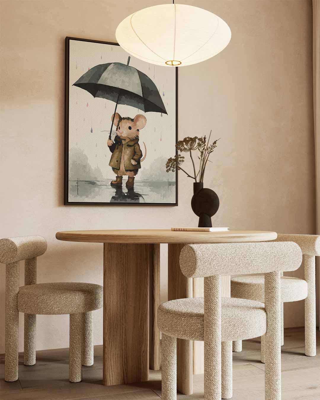 Regenachtige Avonturen van een Muizenvriend – staand kunstwerk voor modern interieur
