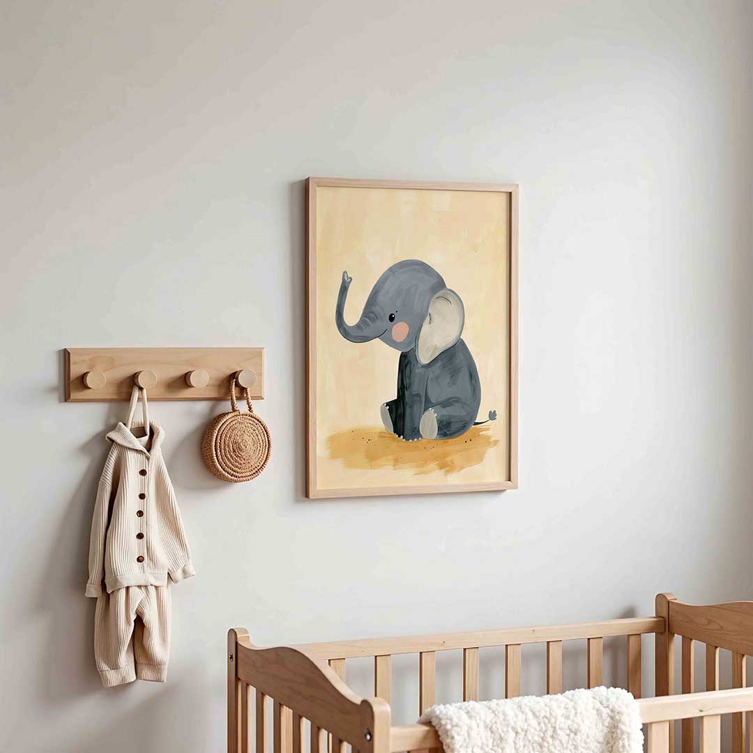 Schattige olifant – kinderposter in staand formaat