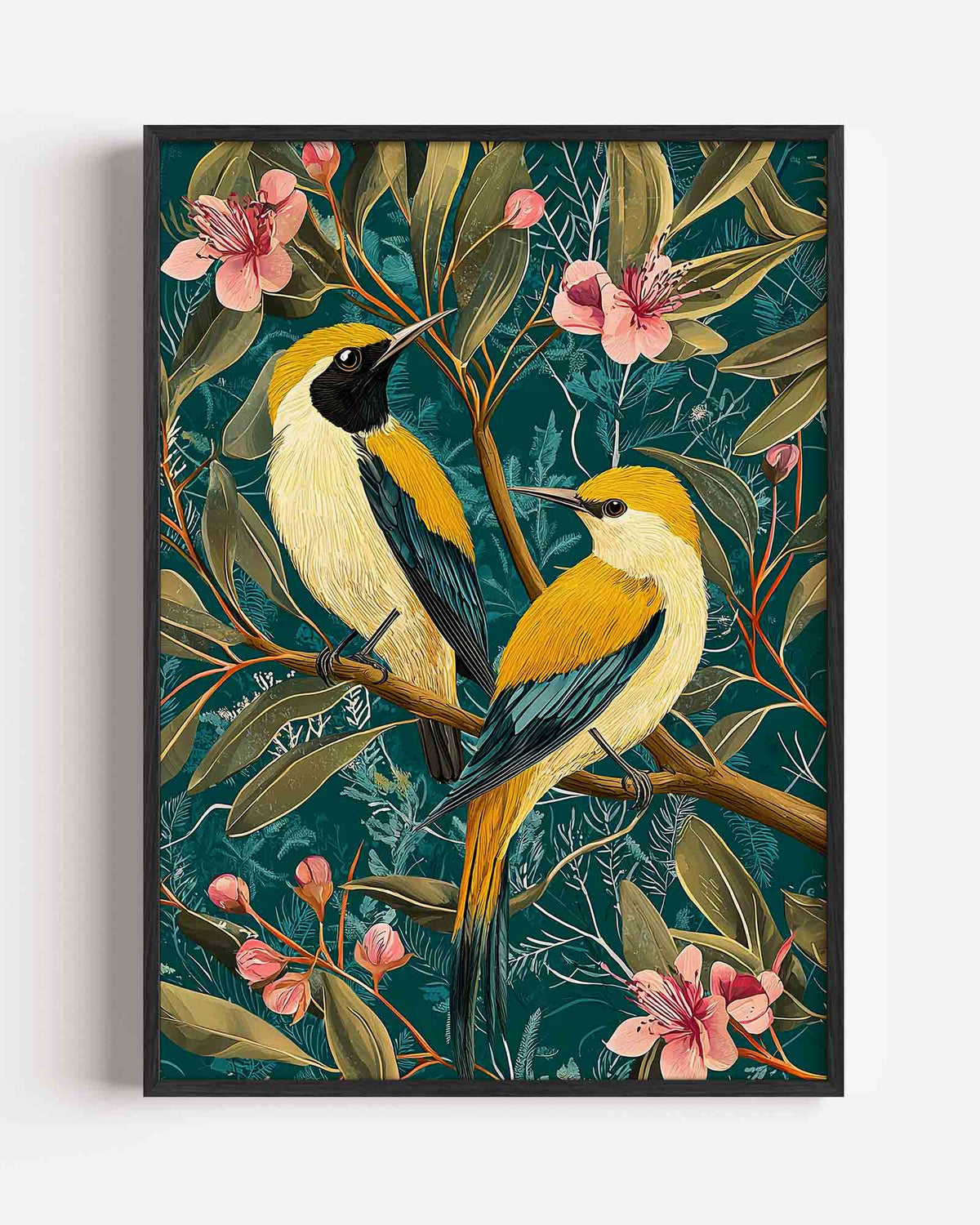 Vogels en bloemen – dieren portret poster als wanddecoratie