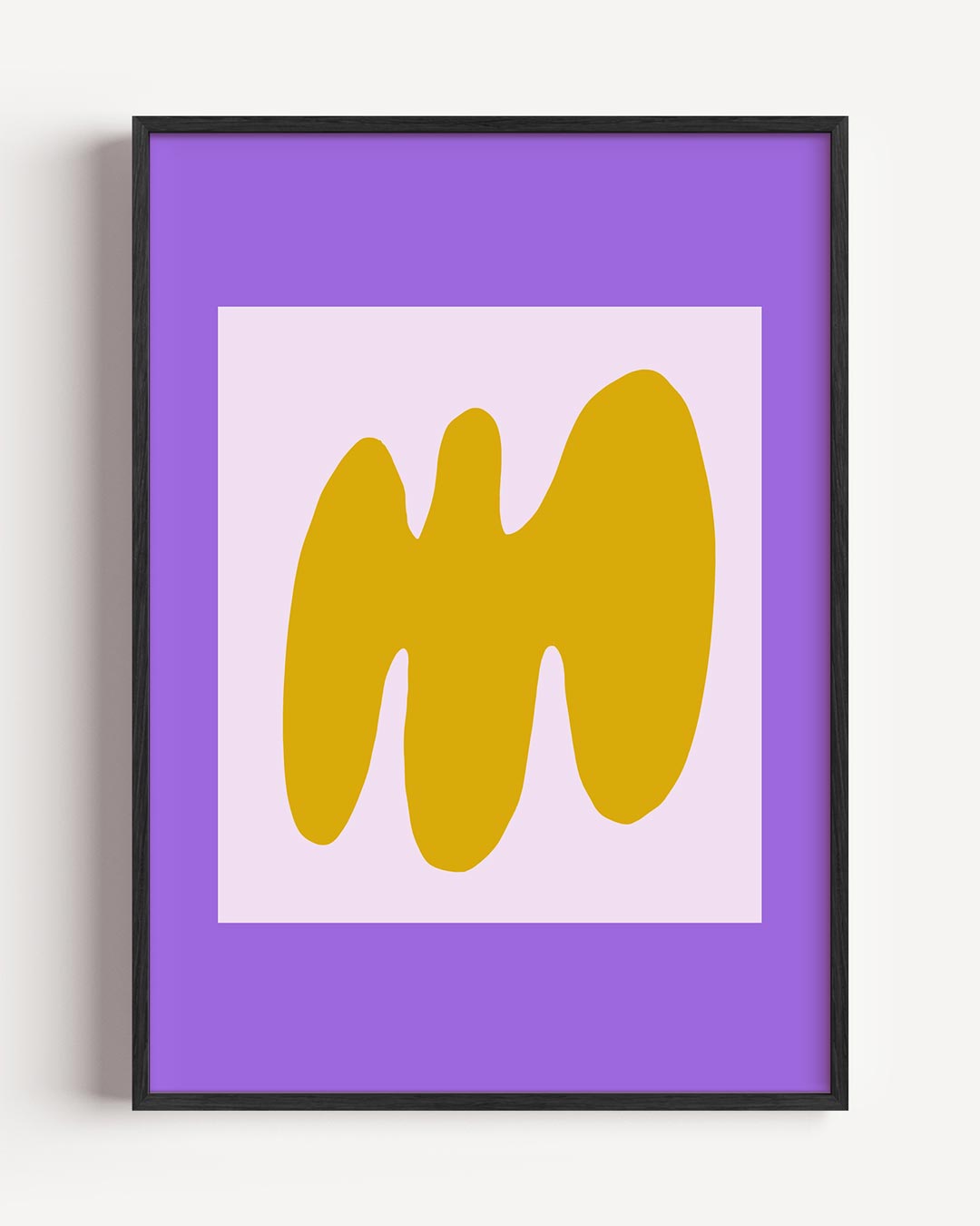 Abstracte Goud & Paars Kunstposter – kleurrijke abstracte portret poster als wanddecoratie
